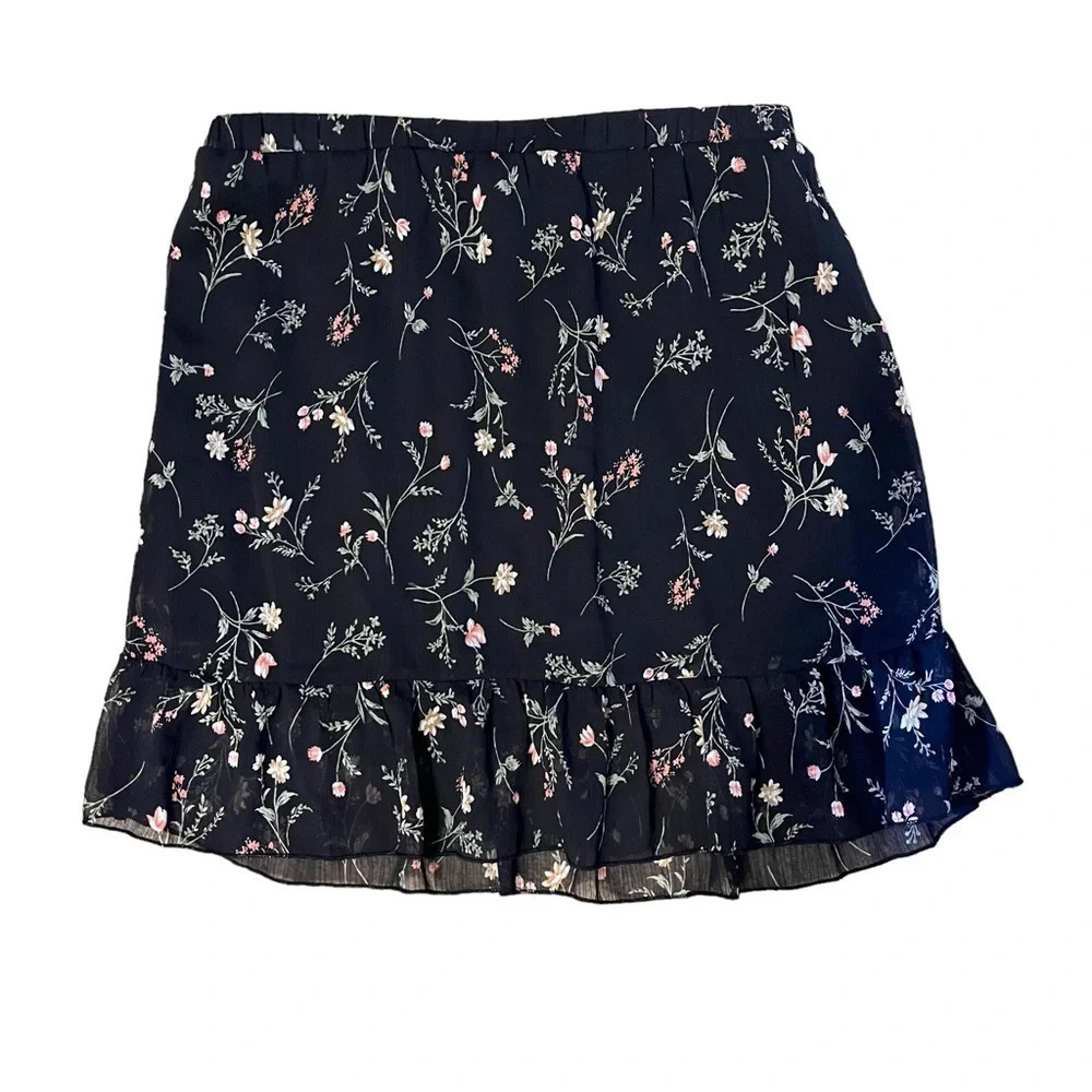 Revamped embroidered  floral ruffle skirt